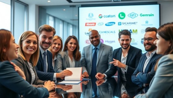 FlytCARE agreement signing for in-flight entertainment systems between business professionals in a modern conference room.