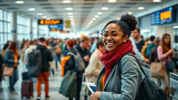7kg carry-on challenge travelers at bustling airport check-in.