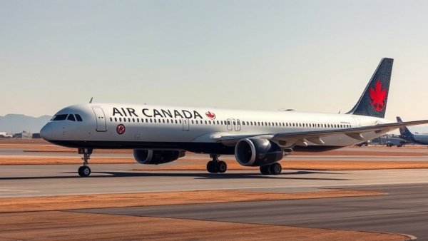 Air Canada Airbus A321XLR jet on tarmac in sunlight.