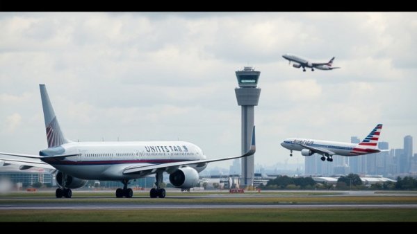 United and American Airlines planes at airport indicating a possible merger.