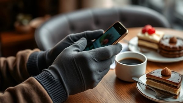 Best eSIM for USA Travel: person using smartphone in a cafe setting.