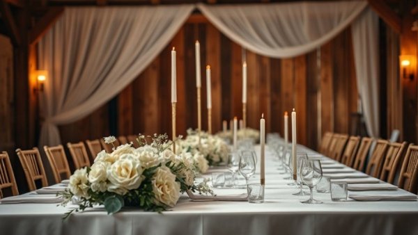 Santa Ynez Ranch Weddings elegant reception table setting.