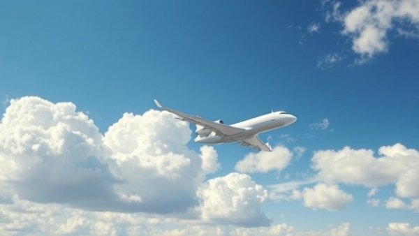 Airplane in blue sky symbolizing air travel demand and ticket prices.