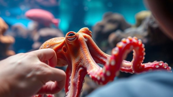 Octopus interacting at aquarium, Remarkably Bright Creatures Netflix film.