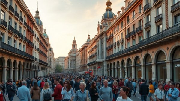 Gran Vía in Madrid bustling at sunset - Things to do in Madrid