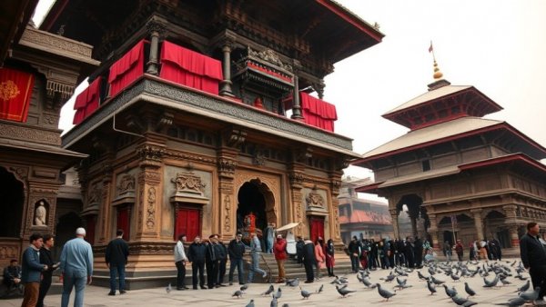 Historic Kathmandu temple with visitors; best things to do in Kathmandu.