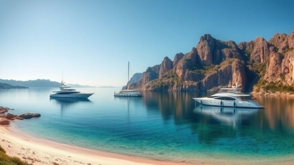 Luxury travel tips: Idyllic bay with yachts and scenic views.