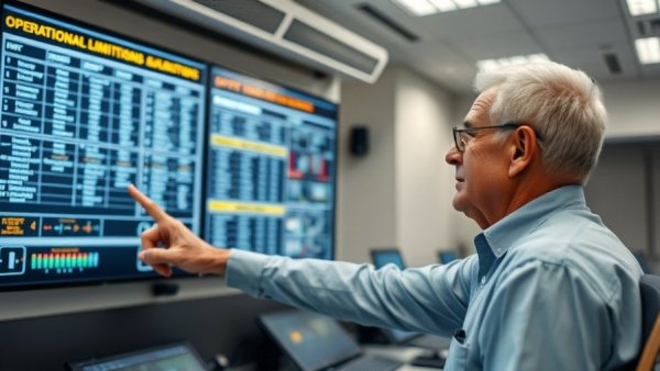 Middle-aged man in control room discusses B.C. Ferries weather cancellations.