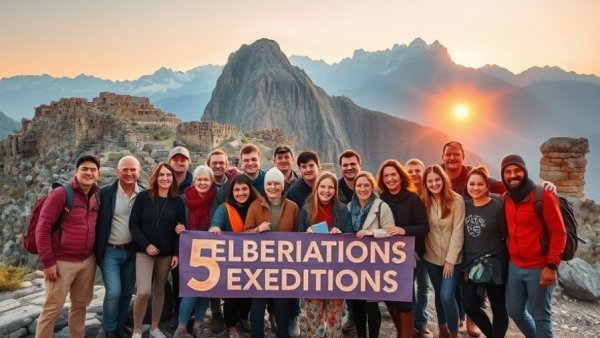 Celebration of 5 Years of ATC Expeditions in mountain landscape