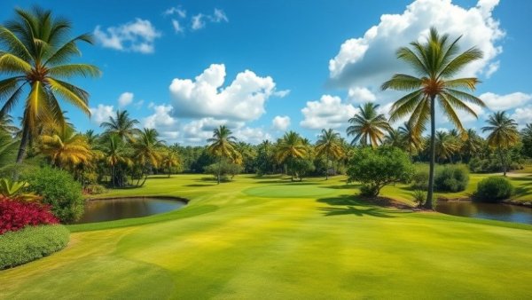 Lush Thai golf course under blue skies, perfect for a golf trip to Thailand.