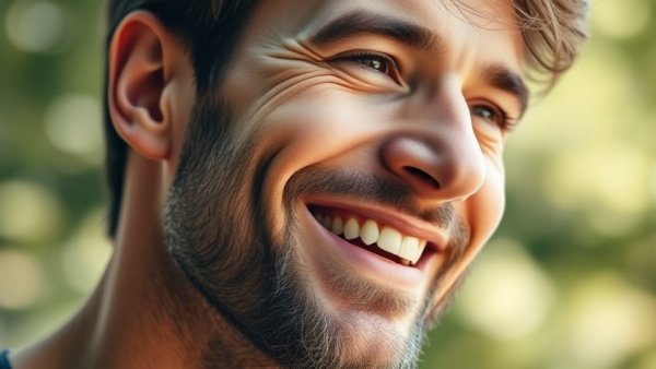 Man smiling outdoors in natural light