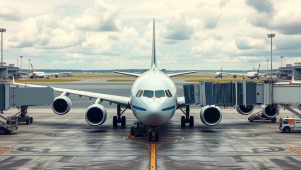 Commercial airplane at airport gate with runways; Daman joins India's aviation map.