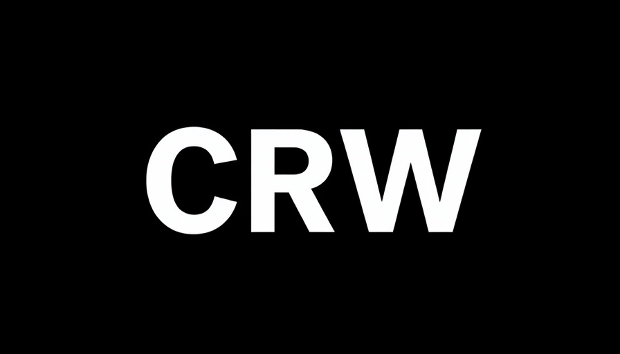 Bold 'CRW' logo on black background, minimalistic design.