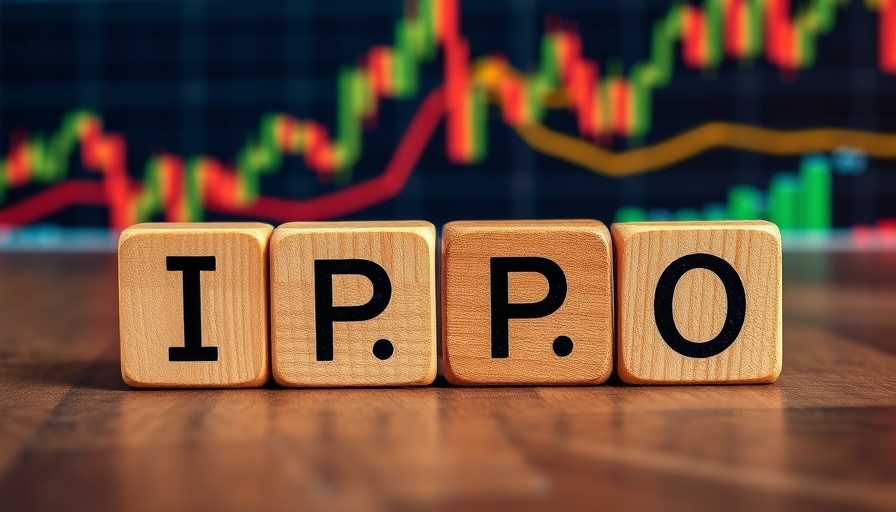 IPO investments concept with stock chart background.