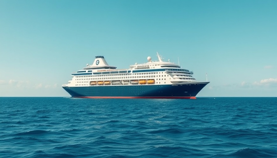 Cruise ship floating on calm ocean, family cruise safety focus