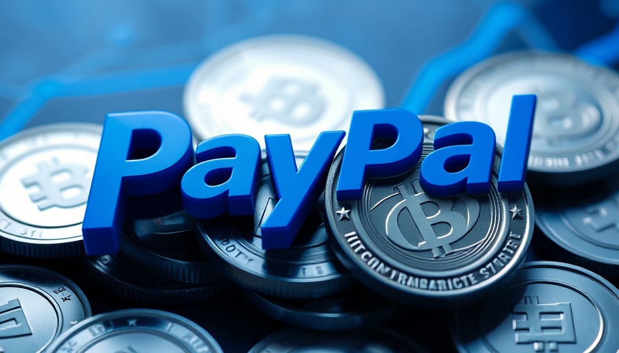 PayPal and PYUSD stablecoin 3D graphic in blue tones.