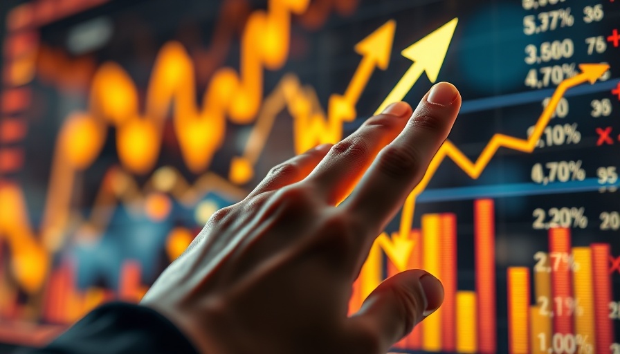Digital depiction of stocks crossing above their 200 DMAs with upward arrows.