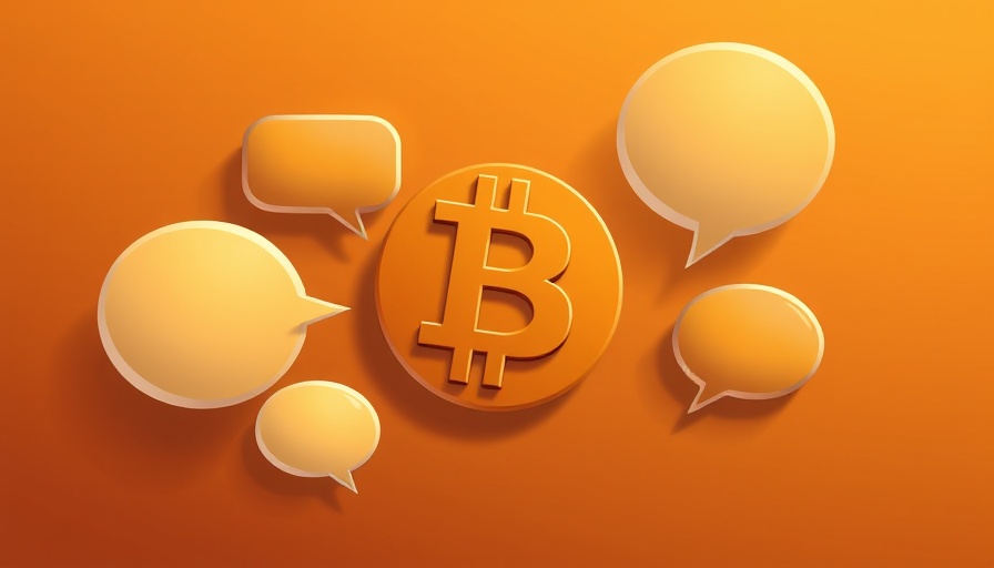 Speech bubbles encircle Bitcoin symbol, illustrating debate on Bitcoin OP_Return.