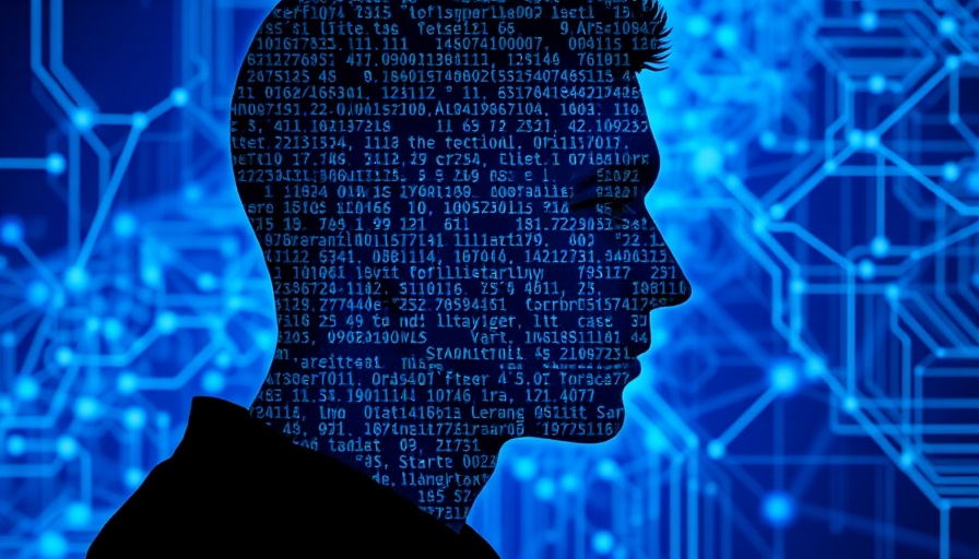 Abstract face silhouette on a digital blockchain network background