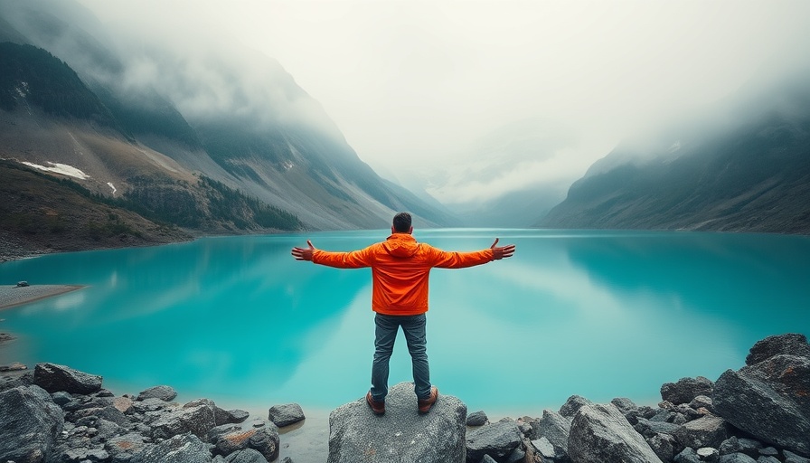 Scenic view of a vibrant turquoise lake and mountains in one of the safest countries in South America.