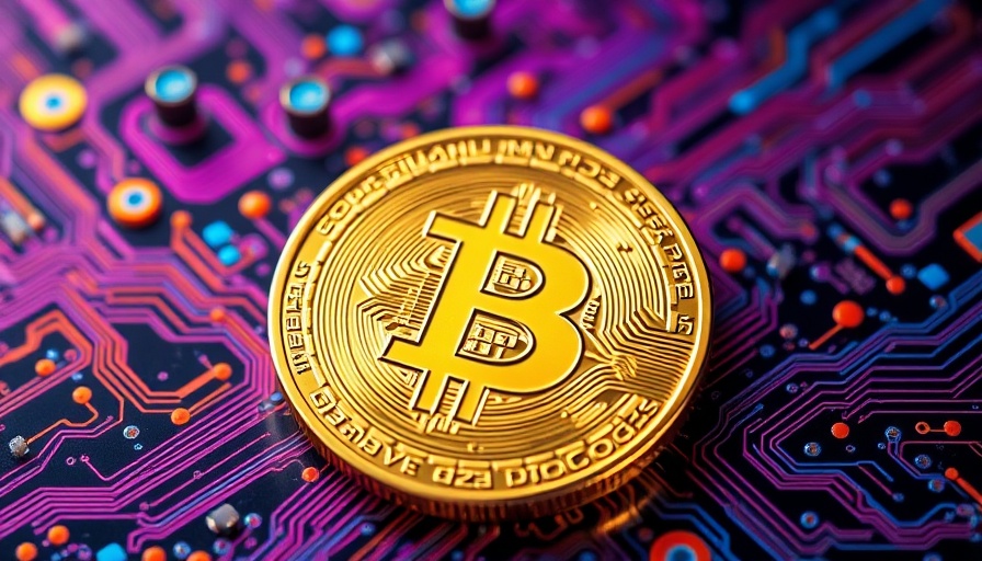 Vibrant Bitcoin on circuit board representing price prediction.