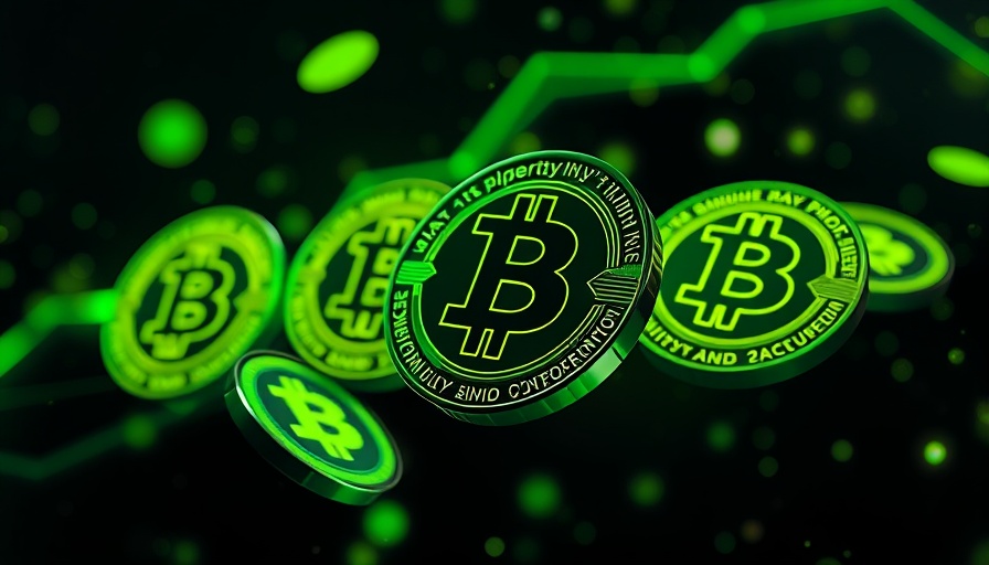 Futuristic digital coins for Top Crypto Gems 2025, glowing green.