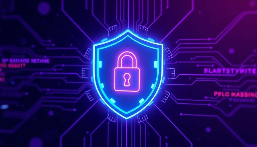 Futuristic security interface, digital shield with lock icon