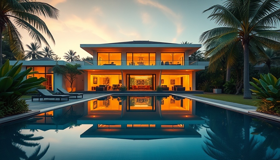 South Palms Resort & Spa Panglao villa at dusk with pool and greenery