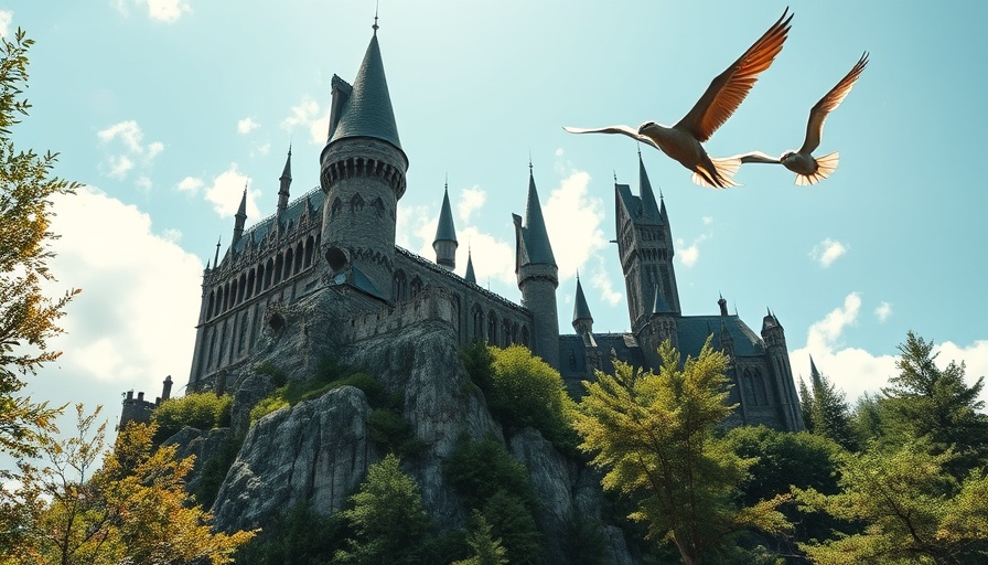 Magical Hogwarts castle in Orlando's theme park