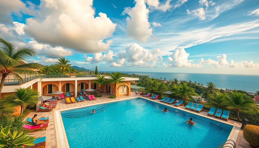 Rooftop pool at Hue Hotel Puerto Princesa with guests relaxing.