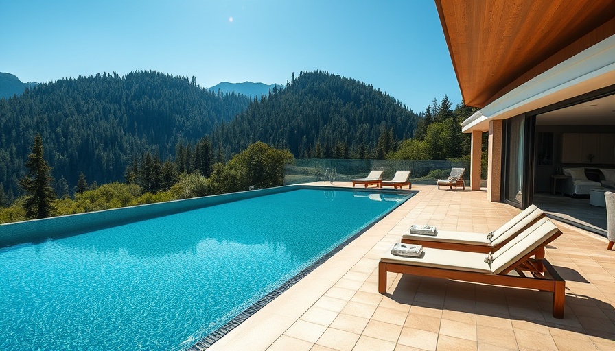 Luxury pool with loungers offering scenic forest view at a Hyatt hotel