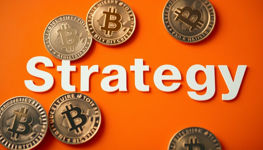 Bitcoin investment strategy concept with coins and text.