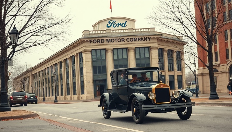 Historic Ford Motor Company with vintage car, best places to visit in Michigan.