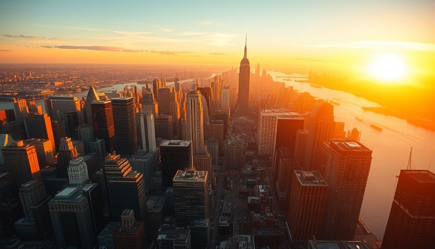 Aerial view of NYC skyline at sunset, Things To Do In New York City For Couples.