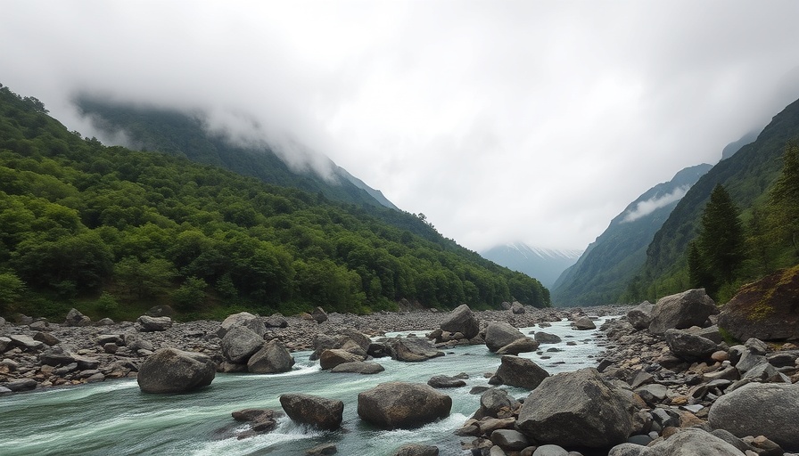 Lush Taiwanese mountain and river scene in travel itinerary.
