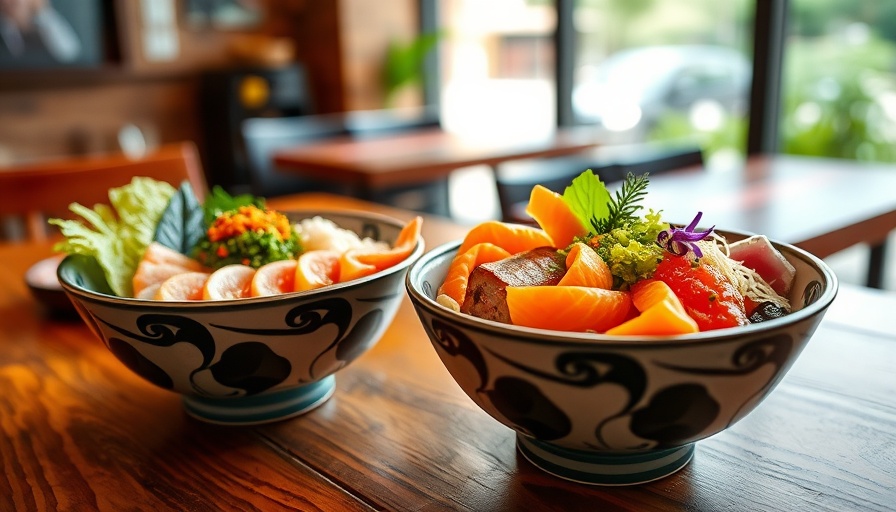 Tokyo food itinerary: vibrant seafood donburi bowls on table