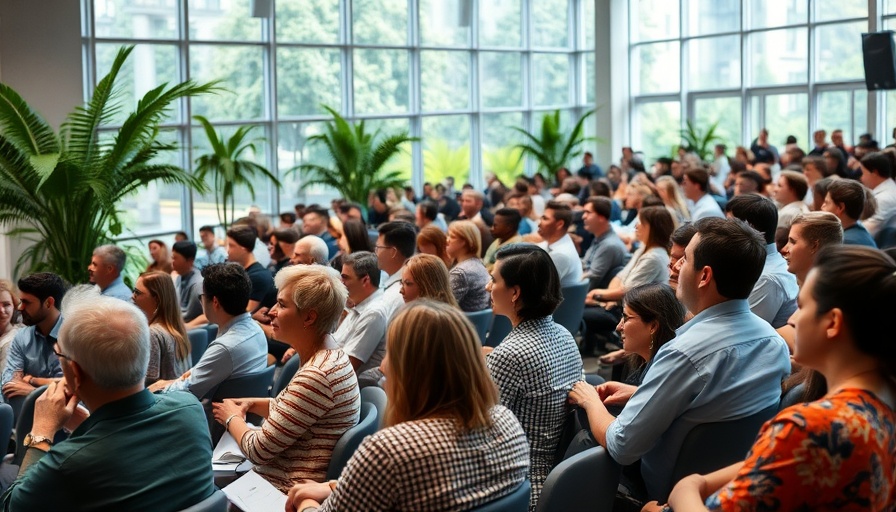 Diverse audience attending AI and Art panel discussion at conference.