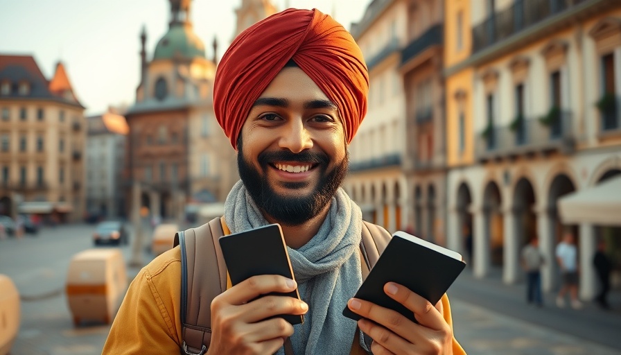 Serbia Visa for Indian Travelers: Smiling man with passport in city.
