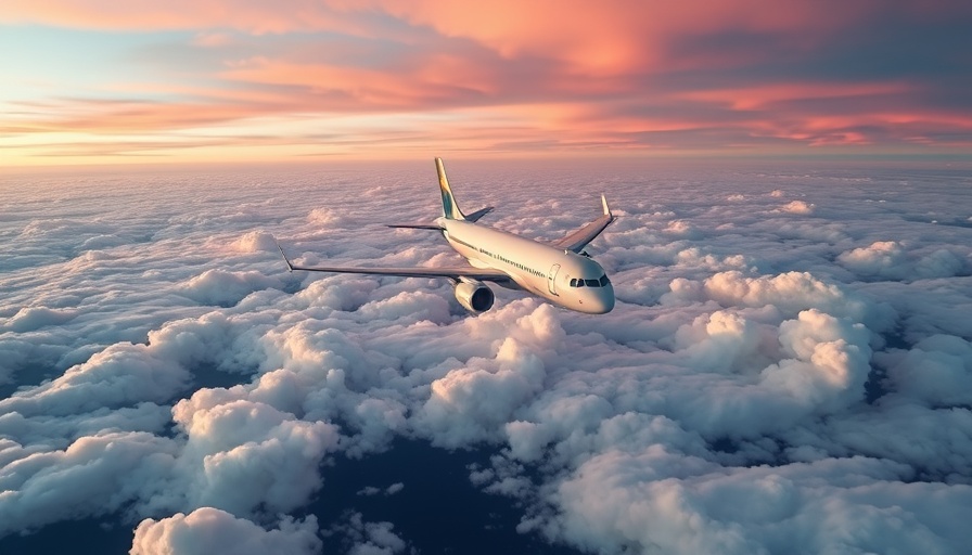 Airplane flying through sunset sky reminiscent of India Kuwait travel treaty.