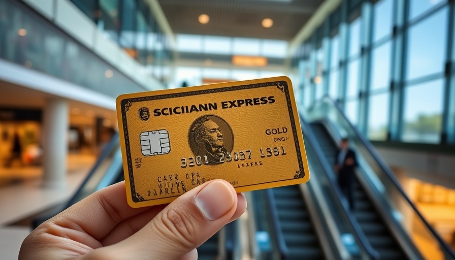 Scotiabank Gold American Express card in mall showcasing benefits.