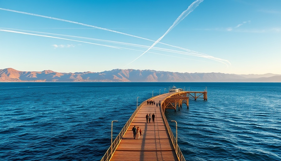 Sunlit dock with people walking, part of Victoria Saanich Amalgamation view.