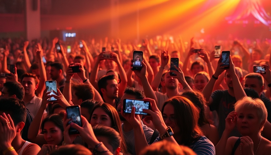 Crowd excitedly capturing a moment at Vancouver concert tours.