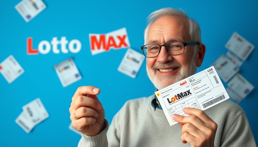 Lotto Max winner Toronto content older man holding ticket.