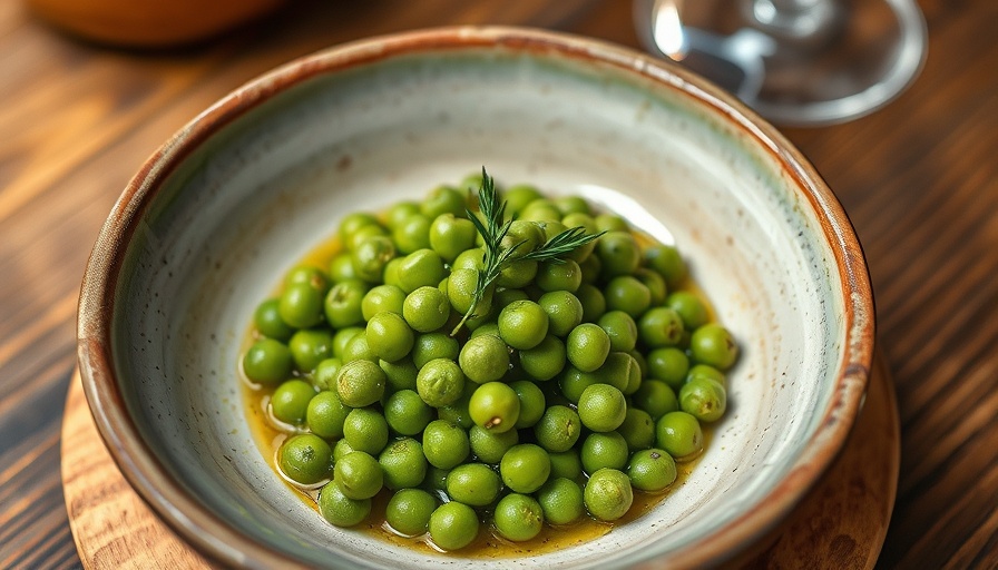 Exquisite dish with green peas at Quebec Michelin restaurant.