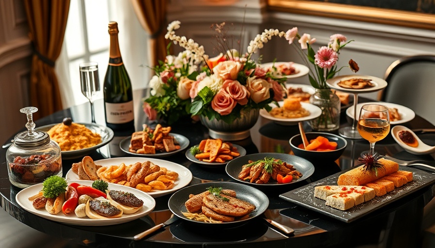 Luxurious cuisine and Prosecco display at NUSTAR Hotel.