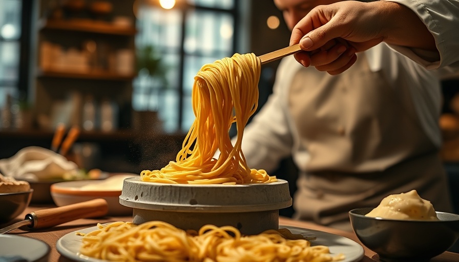 Gourmet pasta prepared in cheese wheel at dining experience at The Bistro.