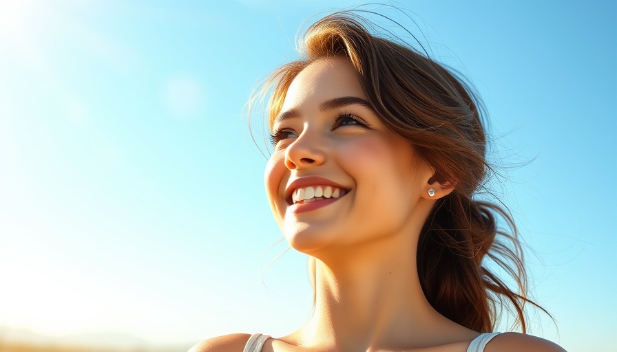 Cartoon of smiling woman enjoying sunlight outdoors