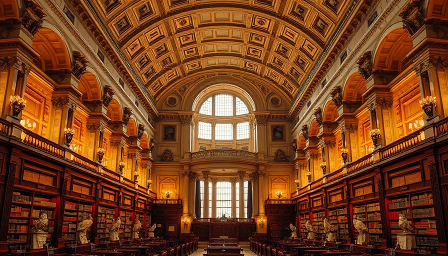 Visiting the Library of Congress: grand reading room with ornate arches.