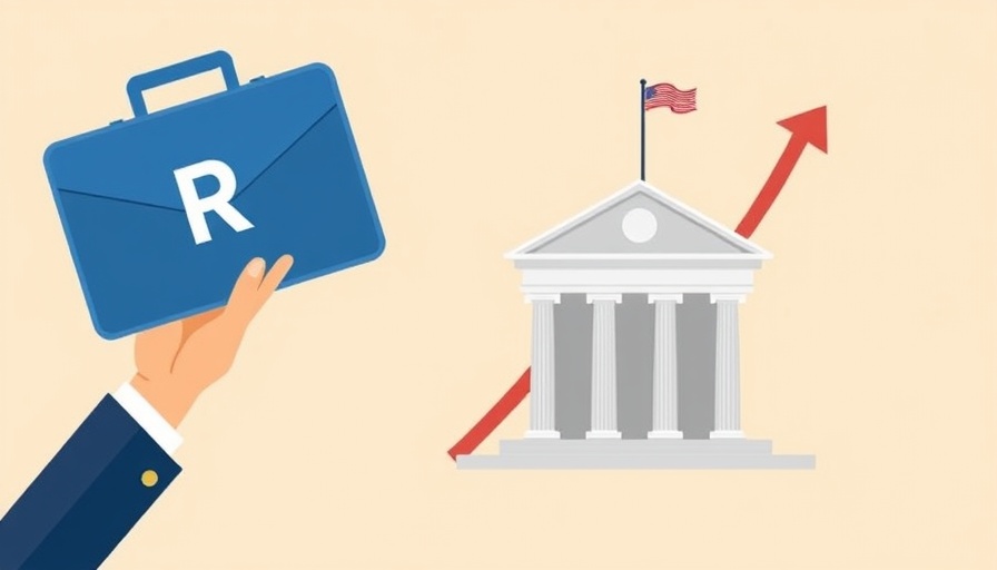 Revolut U.S. bank buyout concept illustration with briefcase and bank.