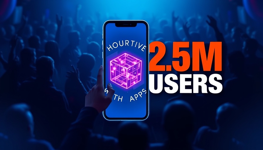 Dynamic graphic: smartphone app interface with digital cube icon, highlighting user milestone.